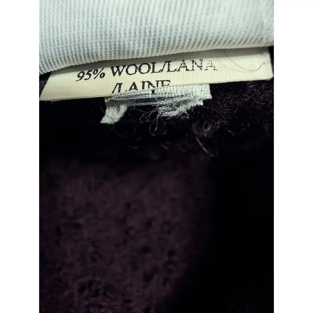 Eileen Fisher Eggplant Purple Wool Bouclé Jacket Petite SZ L Heritage Knit